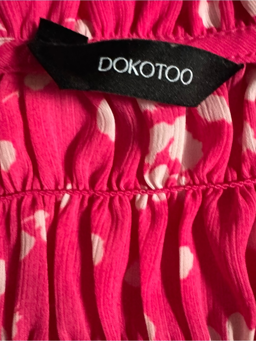 Dokotoo Casual V Neck Floral Print Smocked Blouse Women's 2X Bright Pink Tunic - Picture 3 of 7